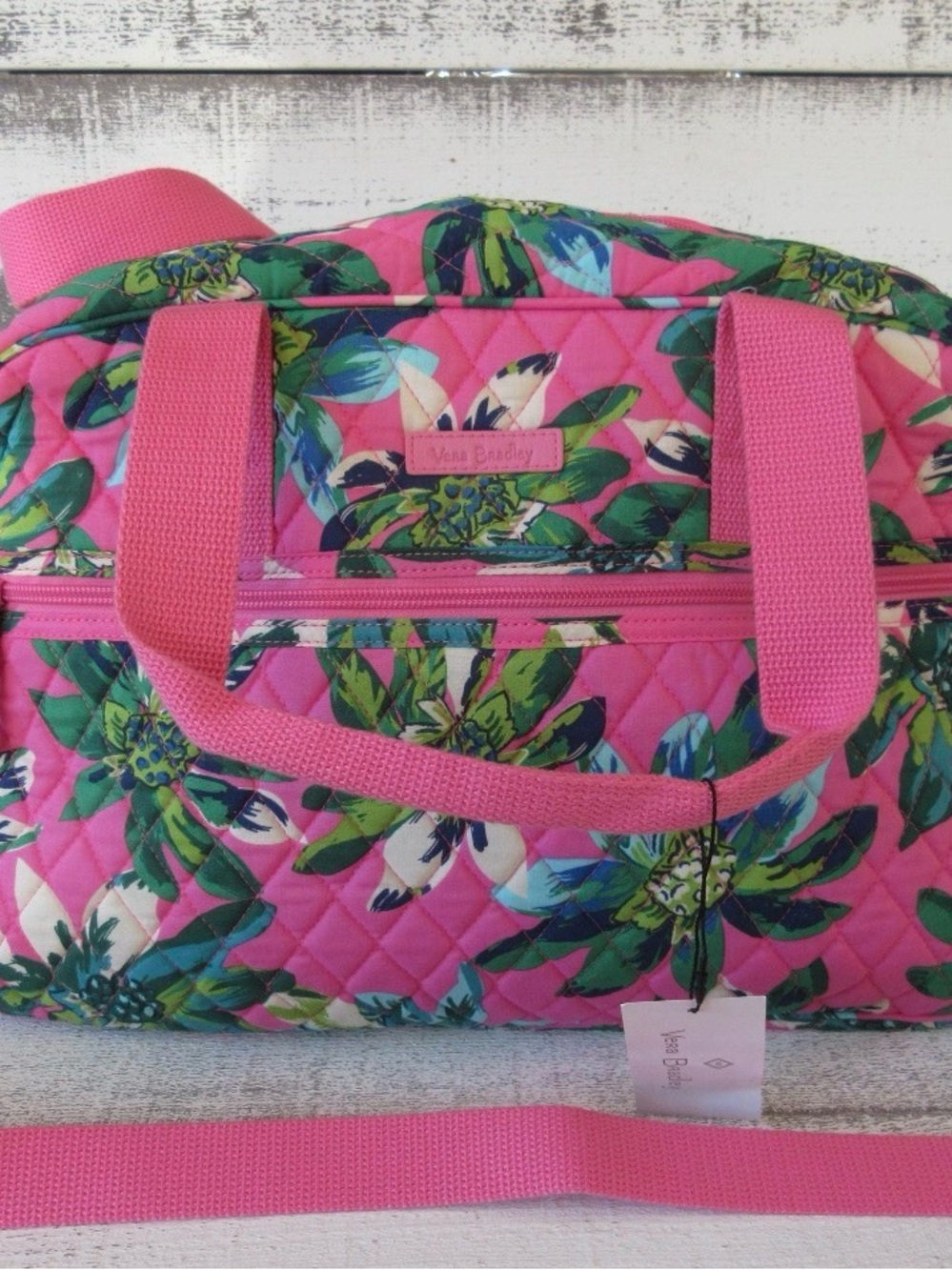 Vera Bradley Hot Pink Floral Quilted Travel Bag